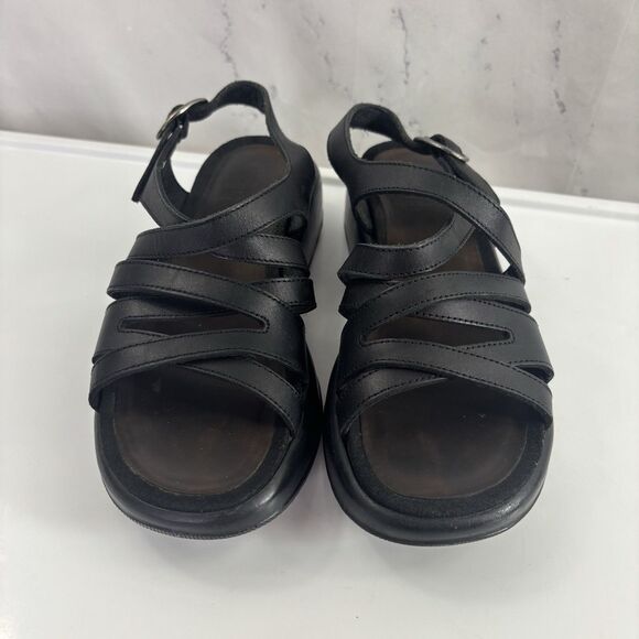 Dansko Lolita Sandal Leather Womens 36 6 Blk Slingback Strappy Rocker Block Heel - Picture 5 of 16